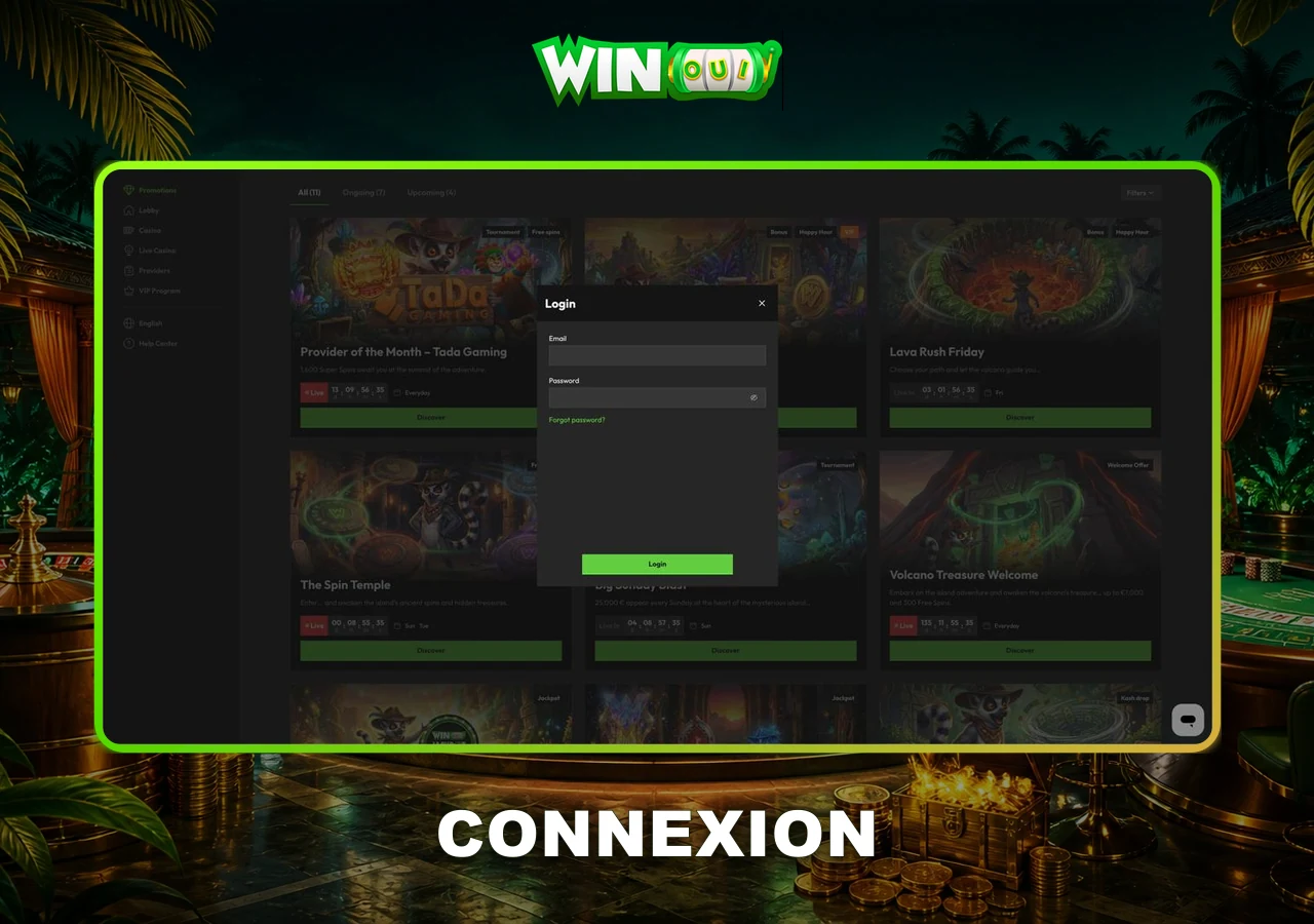 Fenêtre de connexion WinOui Casino
